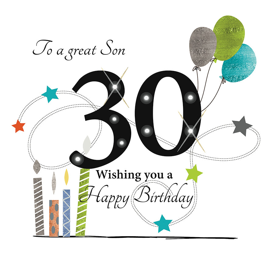 Card:  To A Great Son, Happy 30th Birthday