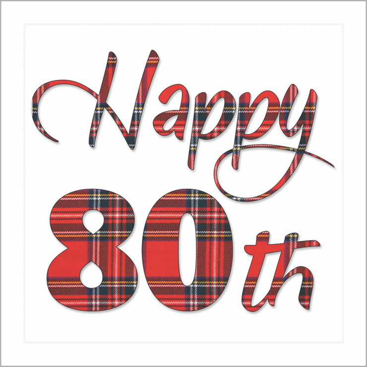 Happy 80th Card (Royal Stewart) Birthday Card - Coorie Doon