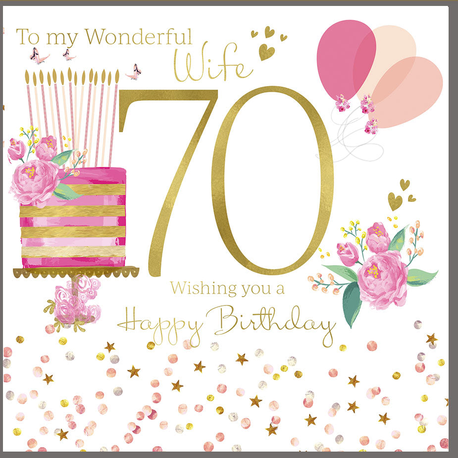 Card - Large Size - Wonderful Wife 70th Birthday
