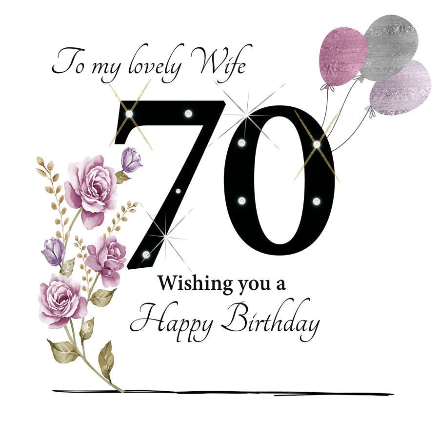 Card - Large Size -  To My Lovely Wife - 70th Birthday