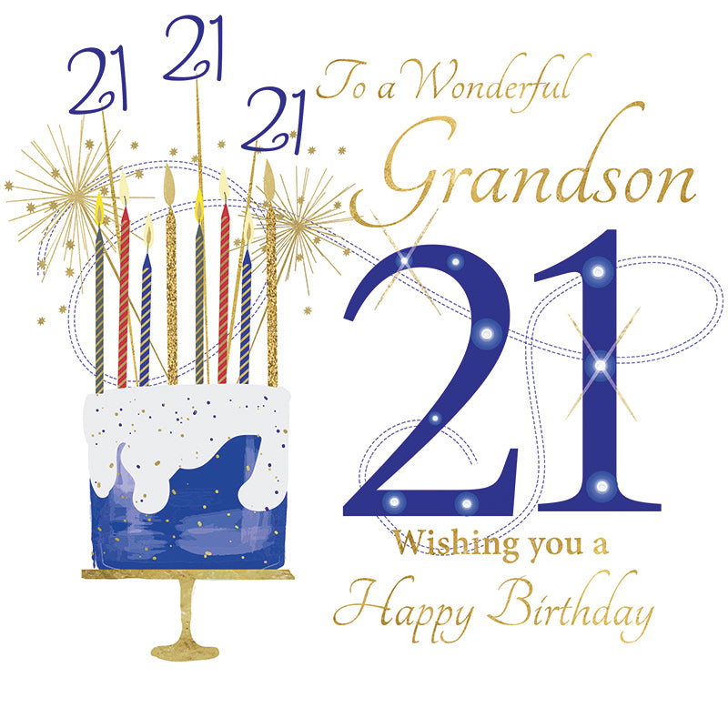 Card - Large Size - To A Wonderful Grandson, 21st Birthday