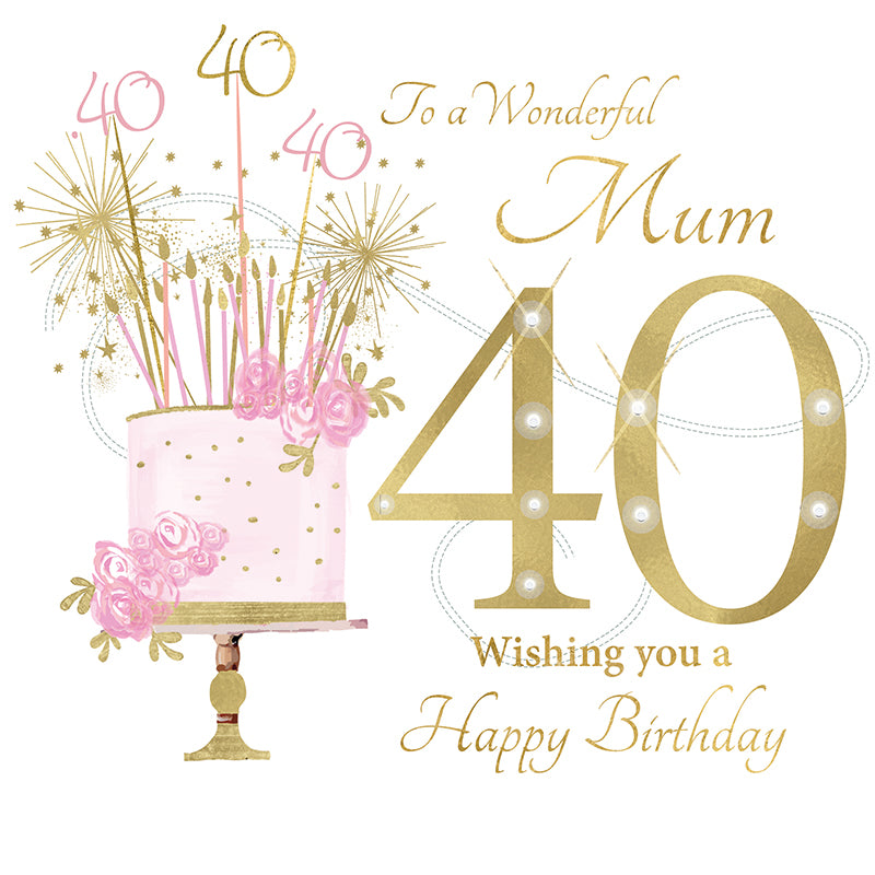 Card - Large Size - 40th Birthday Mum