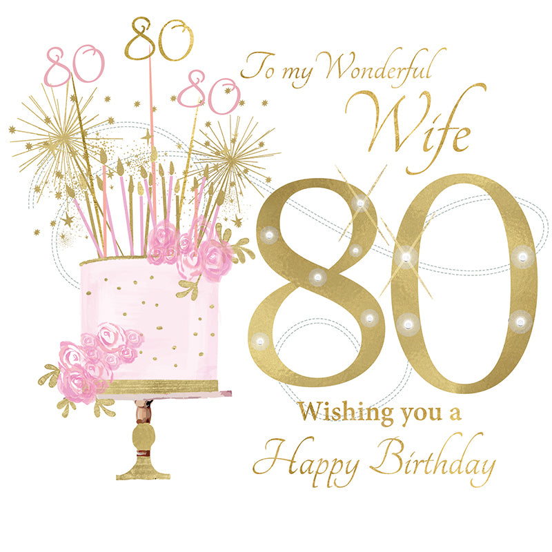 Card - Large Size - 80th Birthday Wife