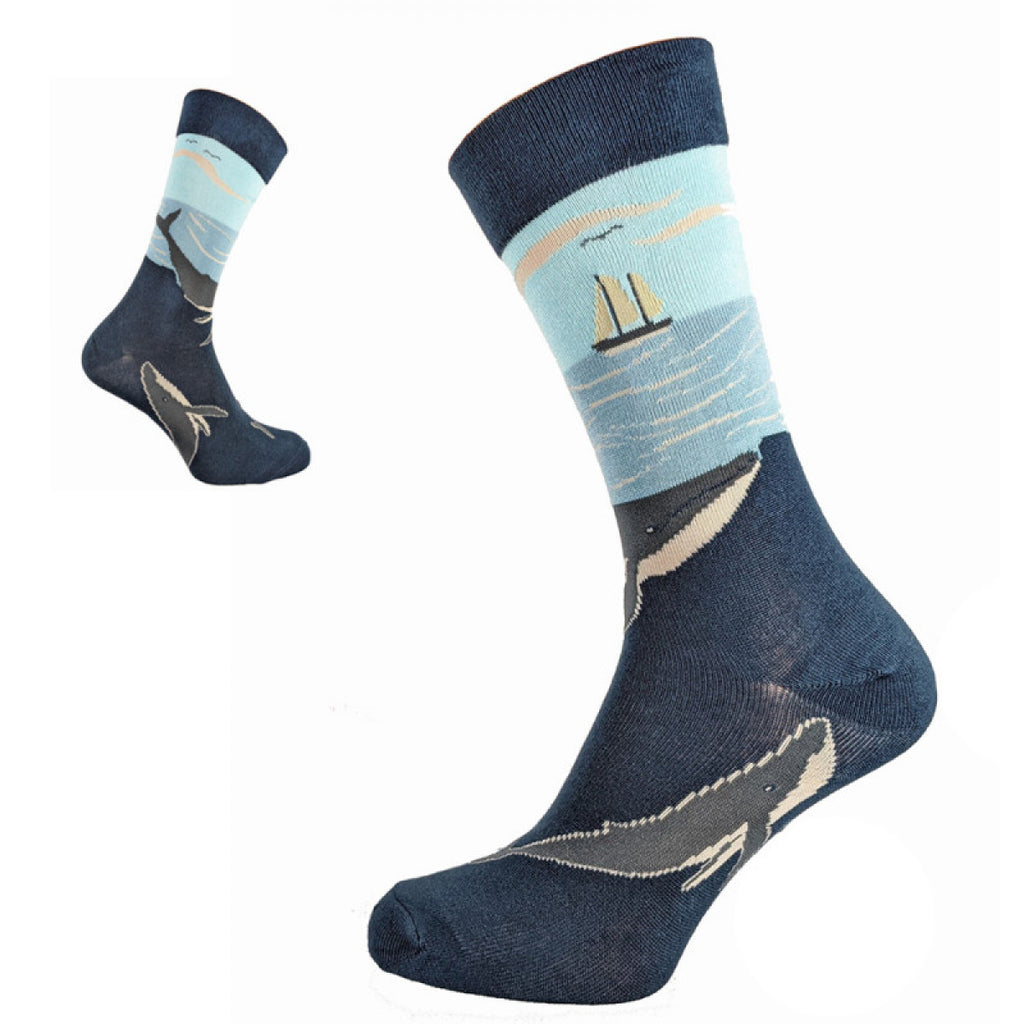 Whale and Boat Bamboo Socks (Size 7-11)
