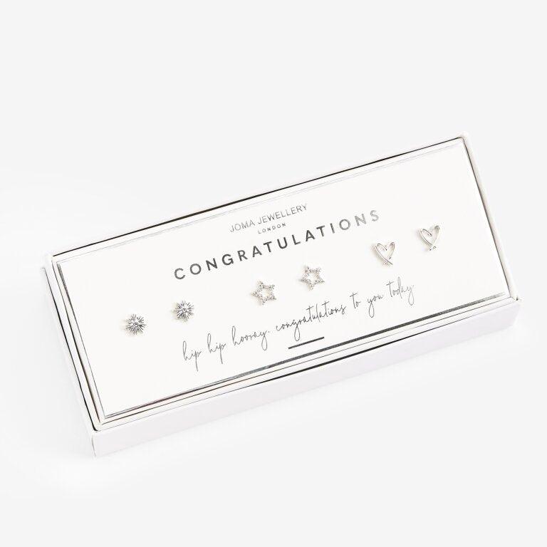 Joma Jewellery Occasion Earrings Box - Congratulations (Set of 3) - Coorie Doon
