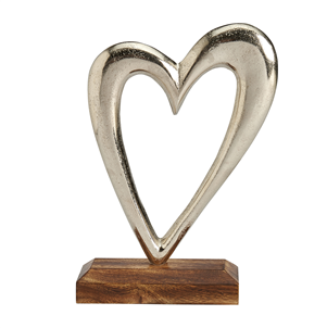 Large Silver Heart on Wooden Base - Coorie Doon