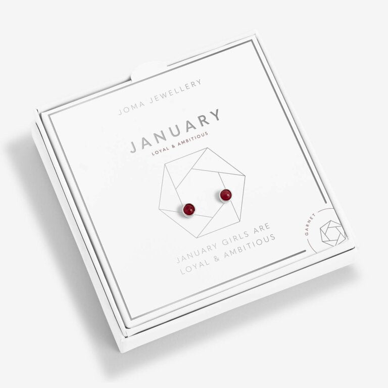 Joma Jewellery January Garnet Birthstone Boxed Earrings
