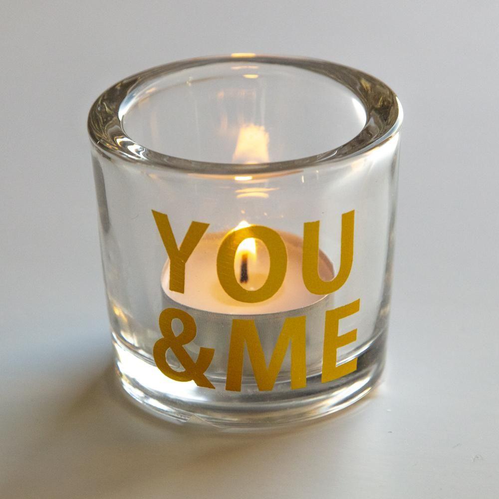 You & Me Gold Glass Candle Holder - Coorie Doon