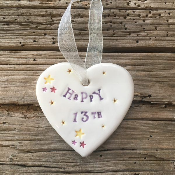 13th Birthday Ceramic Heart