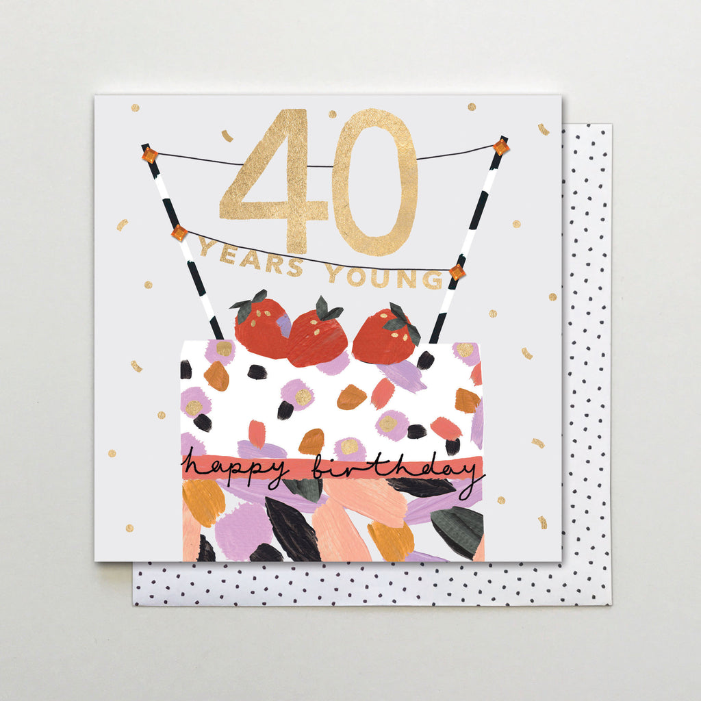 Card: 40 Years Young Birthday Cake