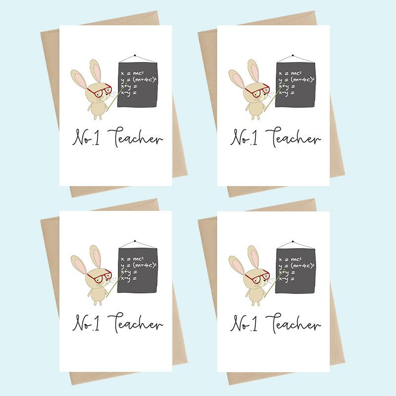 Pack of 4 Mini-Cards - No. 1 Teacher - Coorie Doon