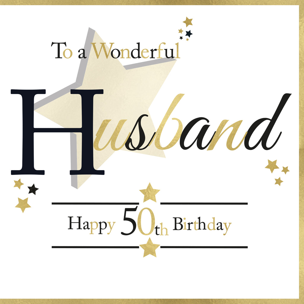Card - Large Size - To A Wonderful Husband Happy 50th Birthday
