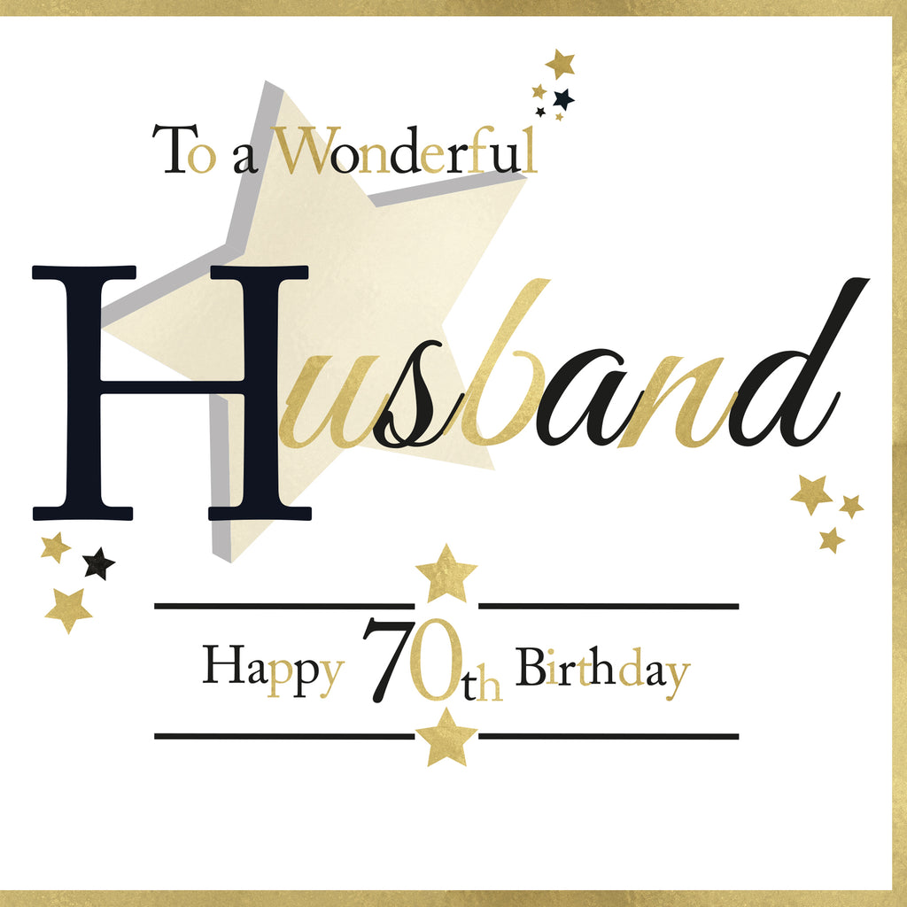 Card - Large Size - To A Wonderful Husband Happy 70th Birthday