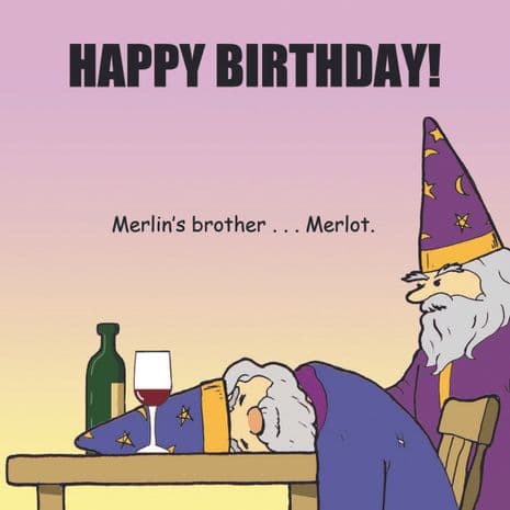Card: Birthday Merlin's Brother Merlot