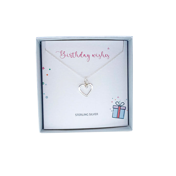 Silver Studio Wishes - Birthday Wishes Heart Pendant