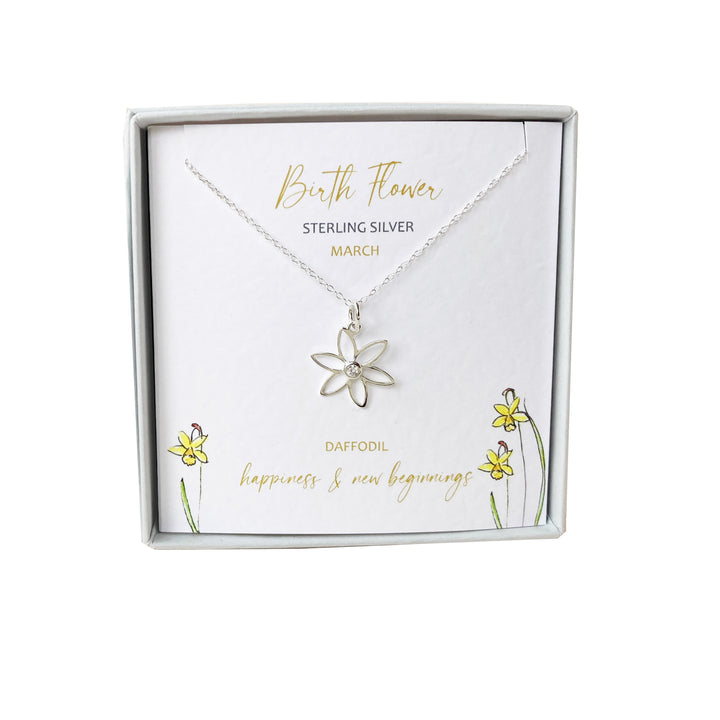 Silver Studio Wishes -March Daffodil Birth Flower Pendant