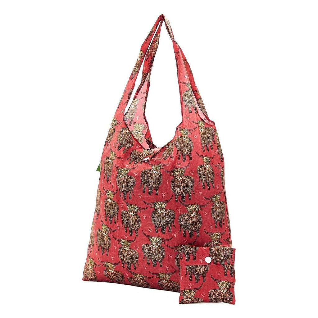 Eco Chic Recycled Shopping Bag - Red Highland Cow - Coorie Doon