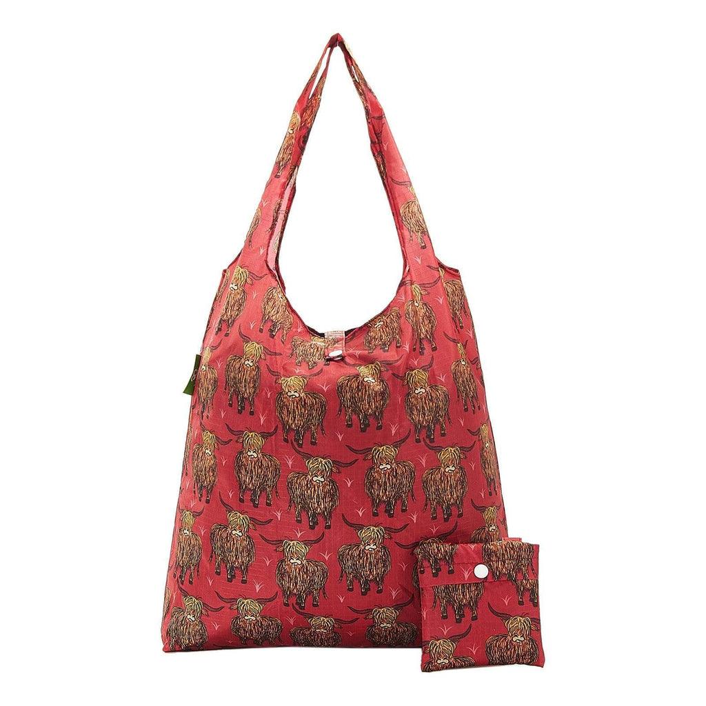 Eco Chic Recycled Shopping Bag - Red Highland Cow - Coorie Doon