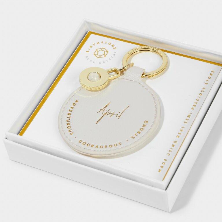 Katie Loxton Birthstone Keyring - April (White; Rock Crystal) - Coorie Doon