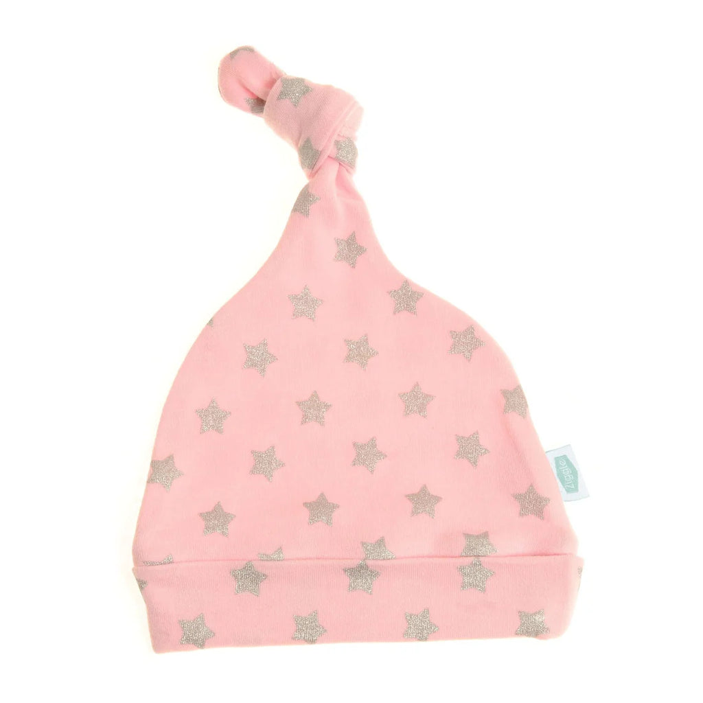 Ziggle - Pink with Silver Stars Baby Hat