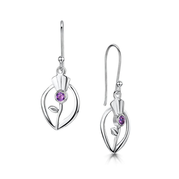 Glenna Jewellery Scottish Thistle Amethyst Crystal  Earrings - Coorie Doon